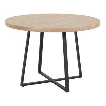 Masă de dining în culoare naturală rotundă cu blat cu aspect de lemn de stejar ø 110 cm Anja – Støraa