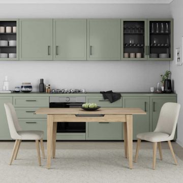 Masa Dining Adore Extensibila, Alb / Lemn Natural / Nuc , 120-150 x 75 x 70