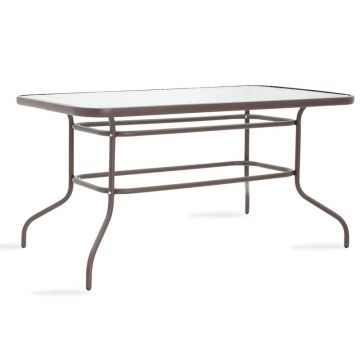 Masa Valor metal sticla, Maro - Alb, 140x80x70 cm