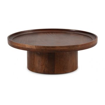 Măsuță de cafea maro închis rotundă din lemn de mango 80x80 cm Giselle – Marckeric