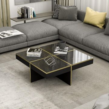 Masuta de Cafea Diamond, Negru, 90x35x90 cm