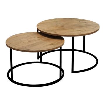 Set de 2 masute de cafea Solme marmura gri melamina metal auriu 60x60x40 cm