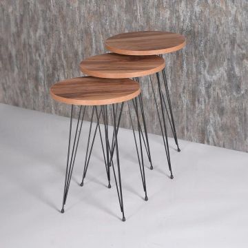 Mese laterale Wakmi set 3 piese marmura neagra - metal, negru, 33x33x55 cm