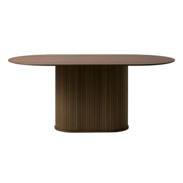 Masă de dining maro cu blat cu aspect de lemn de stejar 95x180 cm Nola – Unique Furniture