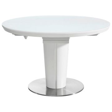 Masă din metal, sticlă, material pe bază de lemn, 120-160/120/76 cm,