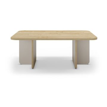 Măsuță de cafea crem/în culoare naturală cu blat cu aspect de lemn de stejar 56x100 cm Hillary – Marckeric
