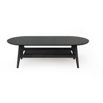 Măsuță de cafea neagră cu aspect de lemn de stejar 60x130 cm Curved – Woodman