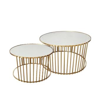 Set de 2 masute de cafea Boron auriu metalice 82x80x45 cm