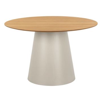 Masă de dining rotundă cu blat cu aspect de lemn de stejar ø 120 cm Soli – Actona