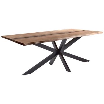 Masă din lemn, metal, 200/100/76 cm,