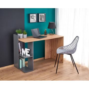 Masa de birou din pal Fino Stejar / Antracit, L122xl57xH85 cm