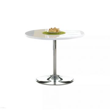 Masa rotunda din MDF si metal Onari White / Chrome, Ø90xH75 cm