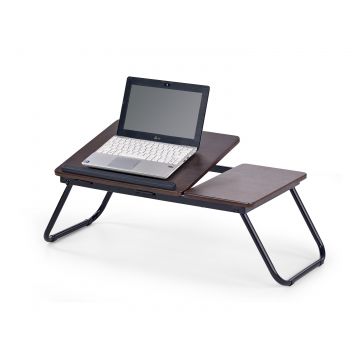 Masa pentru laptop din MDF si metal B-19 Nuc inchis, L60xl34xH23 cm