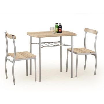 Set masa din MDF si metal + 2 scaune Lanelle Sonoma Oak, L82xl50xH75 cm