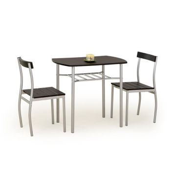 Set masa din MDF si metal + 2 scaune Lance Wenge, L82xl50xH75 cm