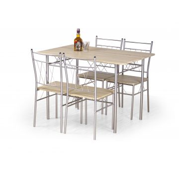 Set masa din MDF si metal + 4 scaune Faust Sonoma Oak, L110xl70xH75 cm
