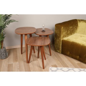 Set 3 Masute de Cafea Model Graham, 41x39x47/41x39x53/41x39x59 cm, Nuc, Lemn