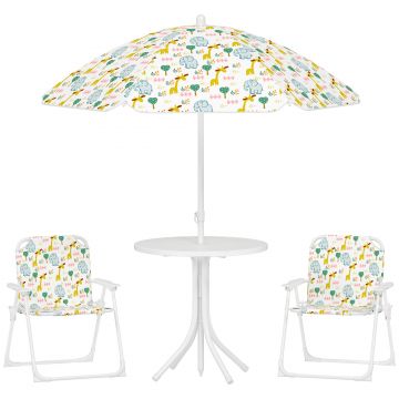 AIYAPLAY Set de Mobilier de Grădină din 4 Piese cu Masă, Scaune și Umbrelă de Soare Reglabilă, 50xΦ49,5 cm, Verde | Aosom Romania AIYAPLAY Set de Mobilier de Grădină din 4 Piese cu Masă, Scaune și Umbrelă de Soare Reglabilă, 50xΦ49,5 cm, Verde | Aosom Romania