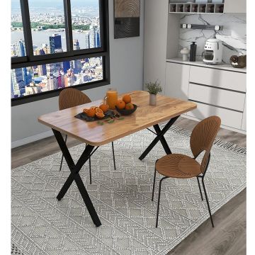 Masa bucatarie texturata, nuc-negru,120x70x75 cm,60124