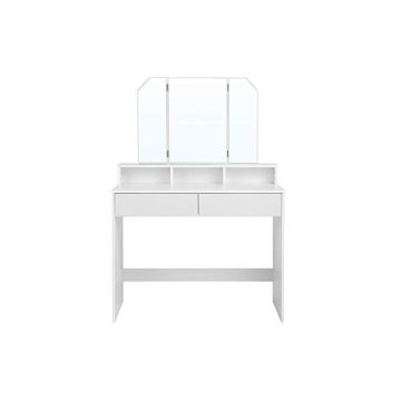 Masa de toaleta, Vasagle, cu oglinda, Alb, RDT115W01, 40 x 100 x 142 cm