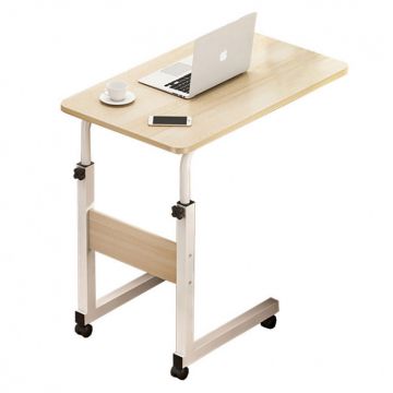 Masuta Auxiliara Model Barry, 60x40x68 - 85 cm, Alb/Natural