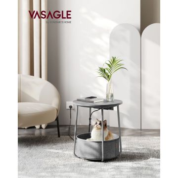 Masuta laterala cu priza Vasagle Gri 45x45x50 cm