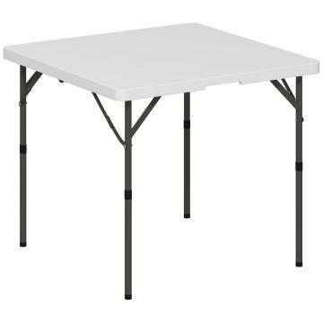 Outsunny Masă de Camping Pliabilă cu 2 Înălțimi Reglabile, 86x86x74 cm, Alb | Aosom Romania