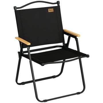 Outsunny Scaun de Camping și Plajă Pliabil cu Cotiere, 54x59x78 cm, Negru | Aosom Romania