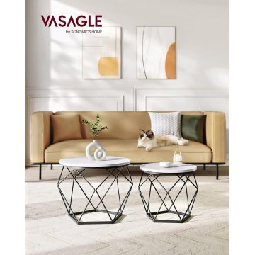 Set 2 Masute de Cafea Model Zayn, 50x50x40 cm, Alb/Negru