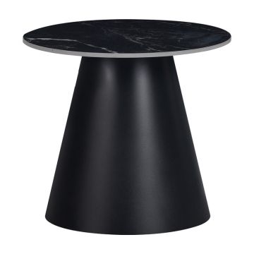 Fabrin Inart masa laterala marmura neagra piatra sinterizata-metal negru D50x46cm