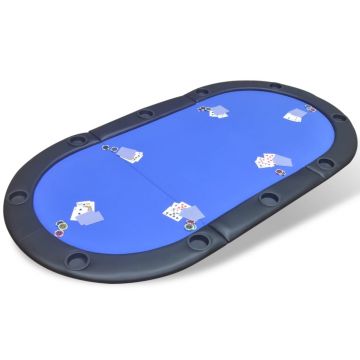 Gossi blat de masa de poker pentru 10 jucatori, pliabil, albastru