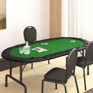 Gossi blat masa de poker, 10 jucatori, pliabil, verde, 208x106x3 cm