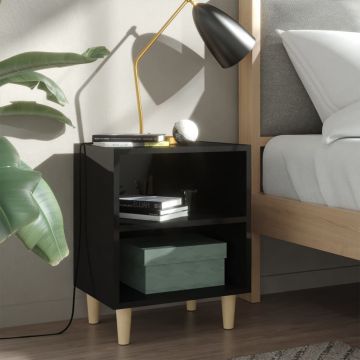 Gossi comoda tv, picioare lemn masiv, negru extralucios, 40x30x50 cm