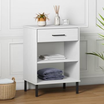 Gossi dulap consola cu picioare metalice „oslo”, alb, lemn masiv pin