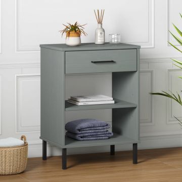 Gossi dulap consola cu picioare metalice „oslo”, gri, lemn masiv pin