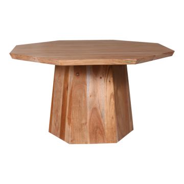 Masa de cafea octogonala Boho, Lemn de salcam, Natural, 80x80x45 cm