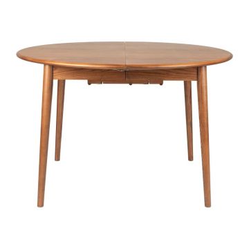 Masă de dining rotundă extensibilă cu blat cu aspect de lemn de nuc cu blat suplimentar ø 120 cm Twist – Zuiver