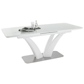 Masă din metal, sticlă, material pe bază de lemn, 180-220/90/75 cm,