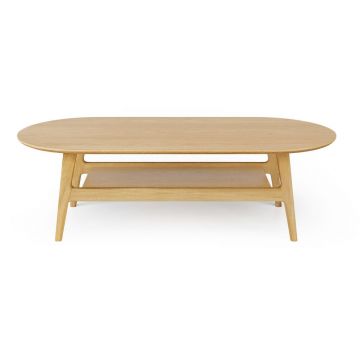 Măsuță de cafea în culoare naturală cu aspect de lemn de stejar 60x130 cm Curved – Woodman
