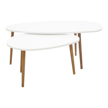 Masuta de cafea din alb-Natural Monty, 116x46x6 cm