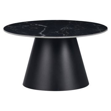 Masuta de cafea Fabrin neagra din piatra sinterizata si metal, negru, 70x70x40 cm