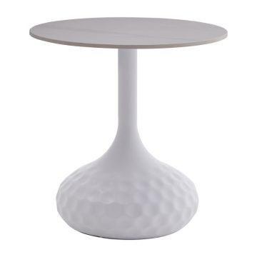 Masuta de cafea Fabron piatra sinterizata, alba, 50x50x52 cm