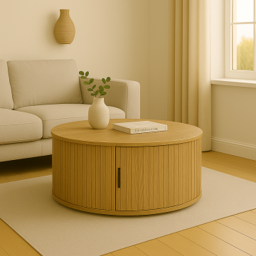 Masuta de cafea Scandi MDF culoare lemn, Natural, D80x36 cm