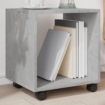 Gossi dulap cu roti, gri beton, 37x33x42,5 cm, lemn prelucrat