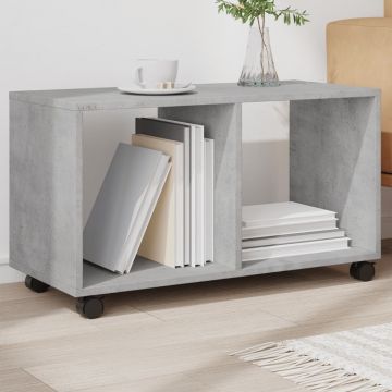Gossi dulap cu roti, gri beton, 72x33x42,5 cm, lemn prelucrat