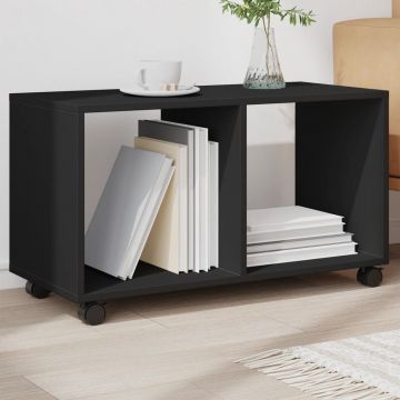 Gossi dulap cu roti, negru, 72x33x42,5 cm, lemn prelucrat