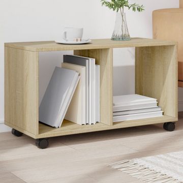 Gossi dulap cu roti, stejar sonoma, 72x33x42,5 cm, lemn prelucrat