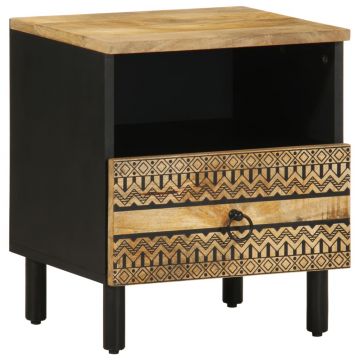 Gossi dulap de pat, negru, 40x33x46 cm, lemn masiv de mango brut