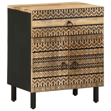 Gossi dulap de pat, negru, 50x33x60 cm, lemn masiv de mango brut