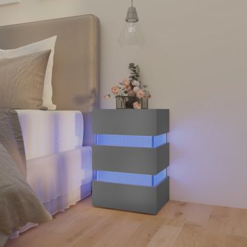 Gossi dulap noptiera, cu led, gri, 45x35x67 cm, lemn prelucrat
